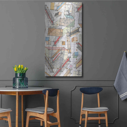 Luxe Metal Art 'Funky Grid II' by Nikki Galapon, Metal Wall Art,24x48