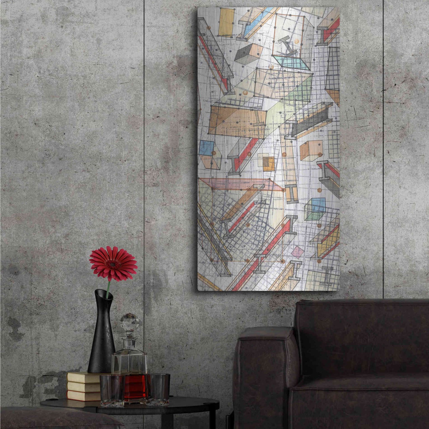 Luxe Metal Art 'Funky Grid II' by Nikki Galapon, Metal Wall Art,24x48