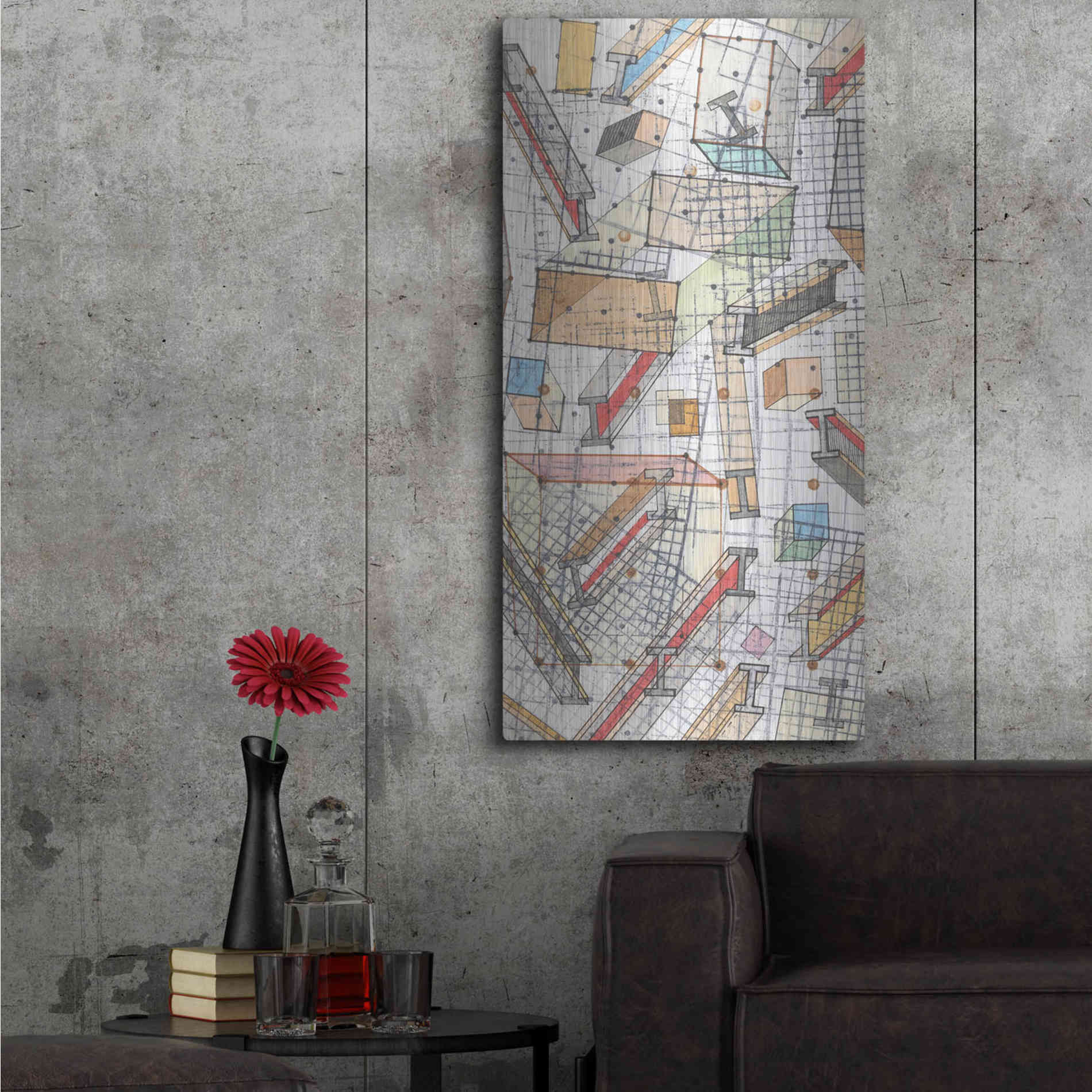 Luxe Metal Art 'Funky Grid II' by Nikki Galapon, Metal Wall Art,24x48
