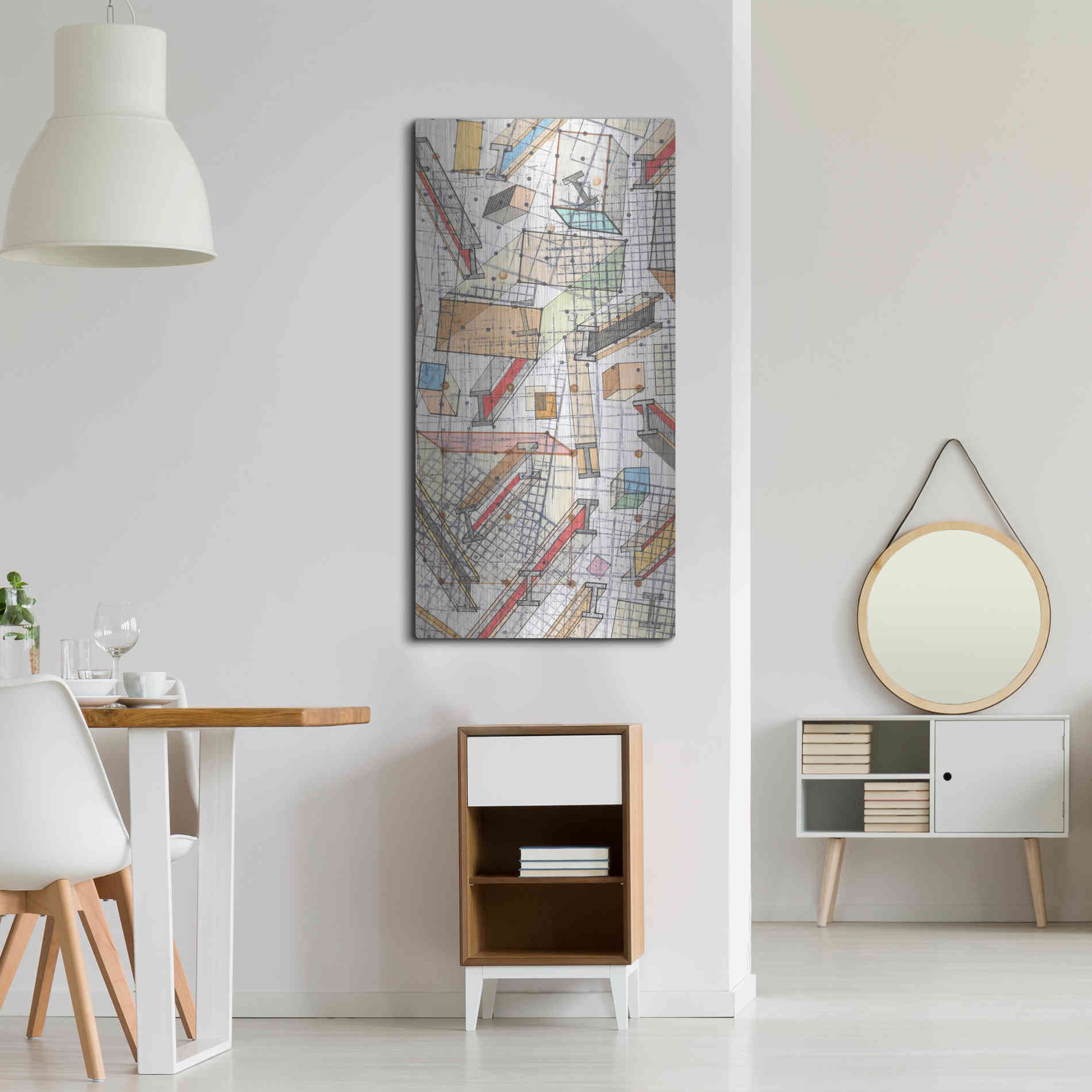 Luxe Metal Art 'Funky Grid II' by Nikki Galapon, Metal Wall Art,24x48