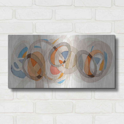 Luxe Metal Art 'Sepia & Orange Circles' by Nikki Galapon, Metal Wall Art,24x12