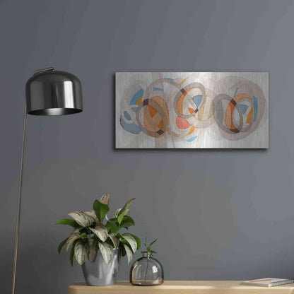 Luxe Metal Art 'Sepia & Orange Circles' by Nikki Galapon, Metal Wall Art,24x12