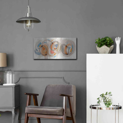 Luxe Metal Art 'Sepia & Orange Circles' by Nikki Galapon, Metal Wall Art,24x12