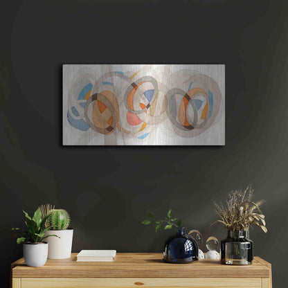 Luxe Metal Art 'Sepia & Orange Circles' by Nikki Galapon, Metal Wall Art,24x12