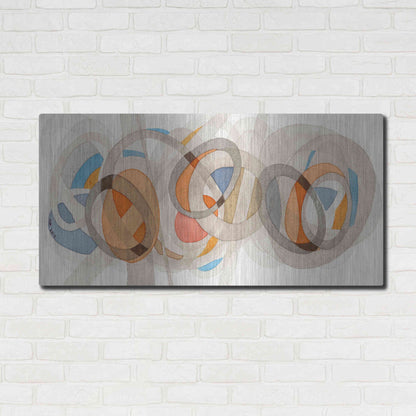Luxe Metal Art 'Sepia & Orange Circles' by Nikki Galapon, Metal Wall Art,48x24