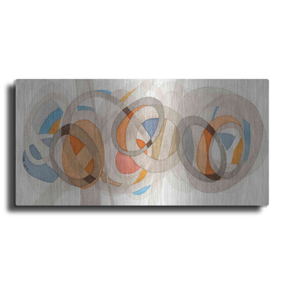 Luxe Metal Art 'Sepia & Orange Circles' by Nikki Galapon, Metal Wall Art