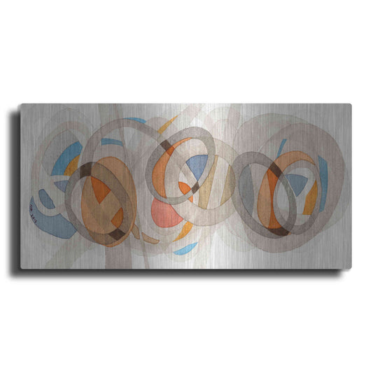Luxe Metal Art 'Sepia & Orange Circles' by Nikki Galapon, Metal Wall Art