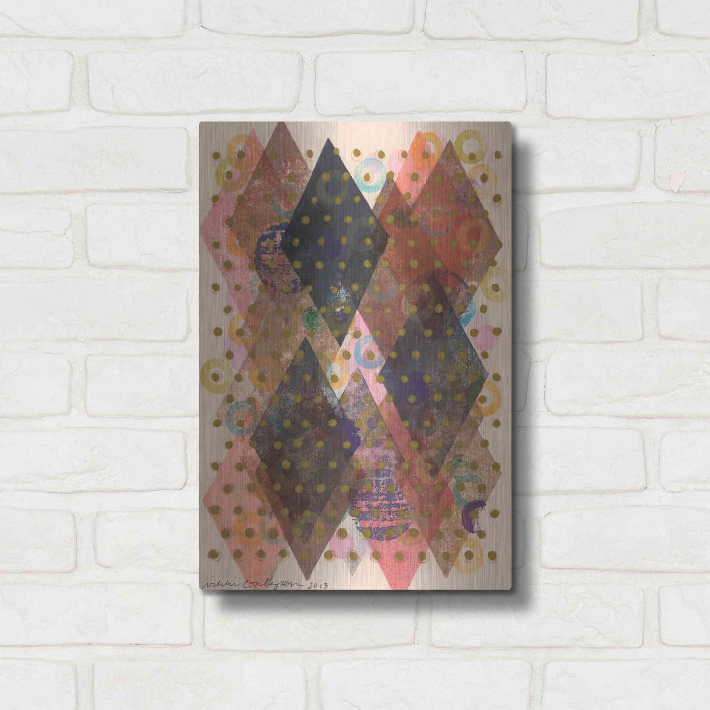 Luxe Metal Art 'Inked Triangles I' by Nikki Galapon, Metal Wall Art,12x16