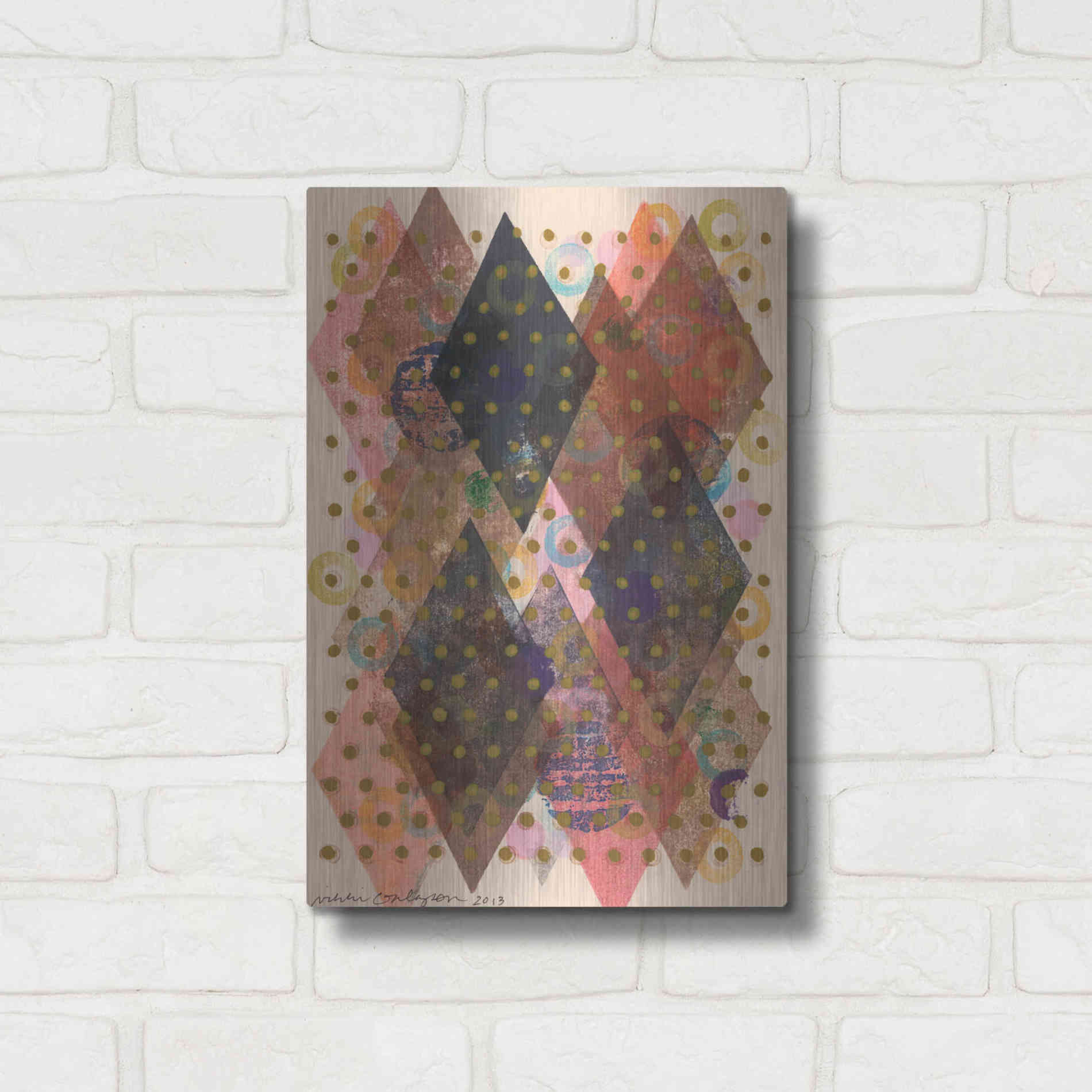 Luxe Metal Art 'Inked Triangles I' by Nikki Galapon, Metal Wall Art,12x16