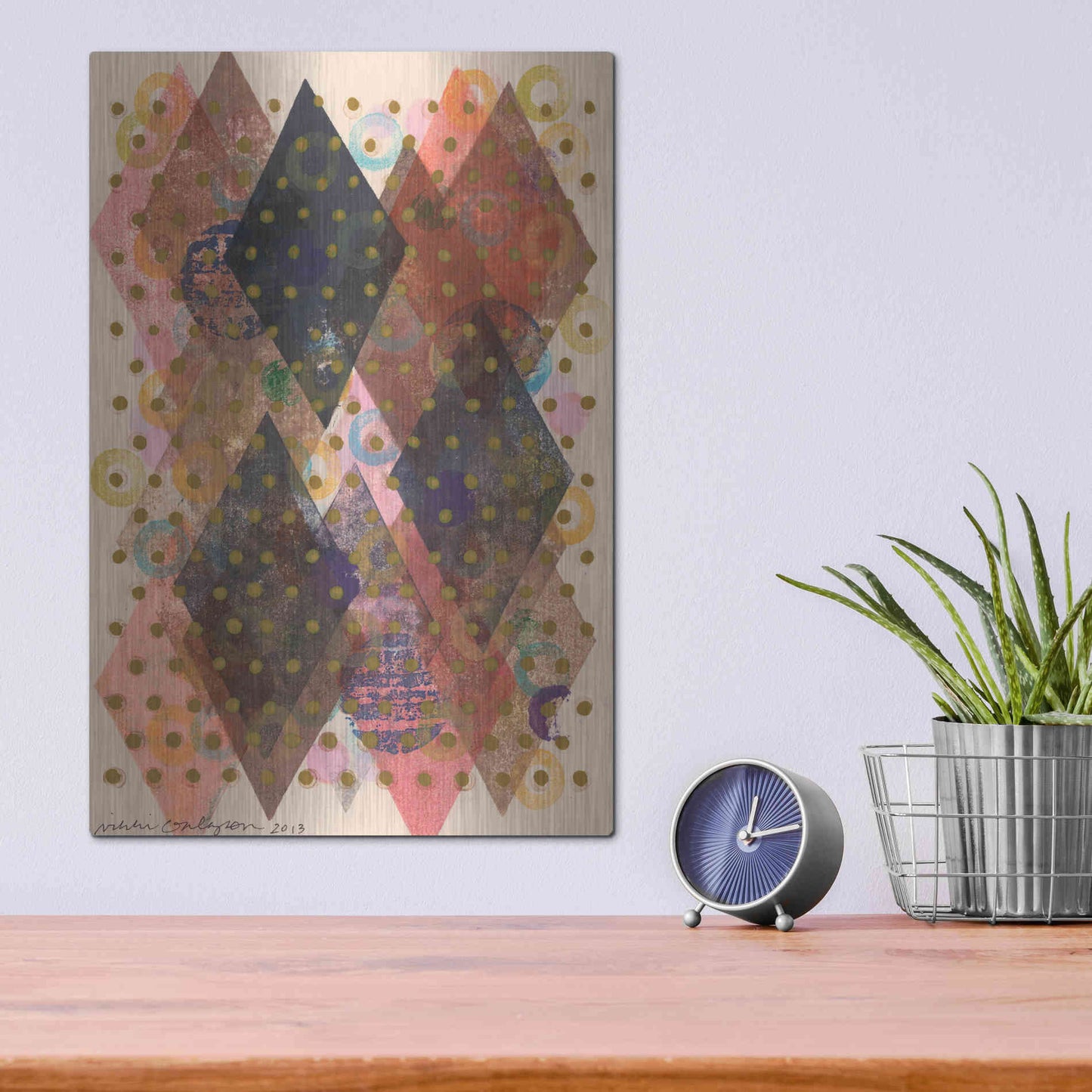 Luxe Metal Art 'Inked Triangles I' by Nikki Galapon, Metal Wall Art,12x16
