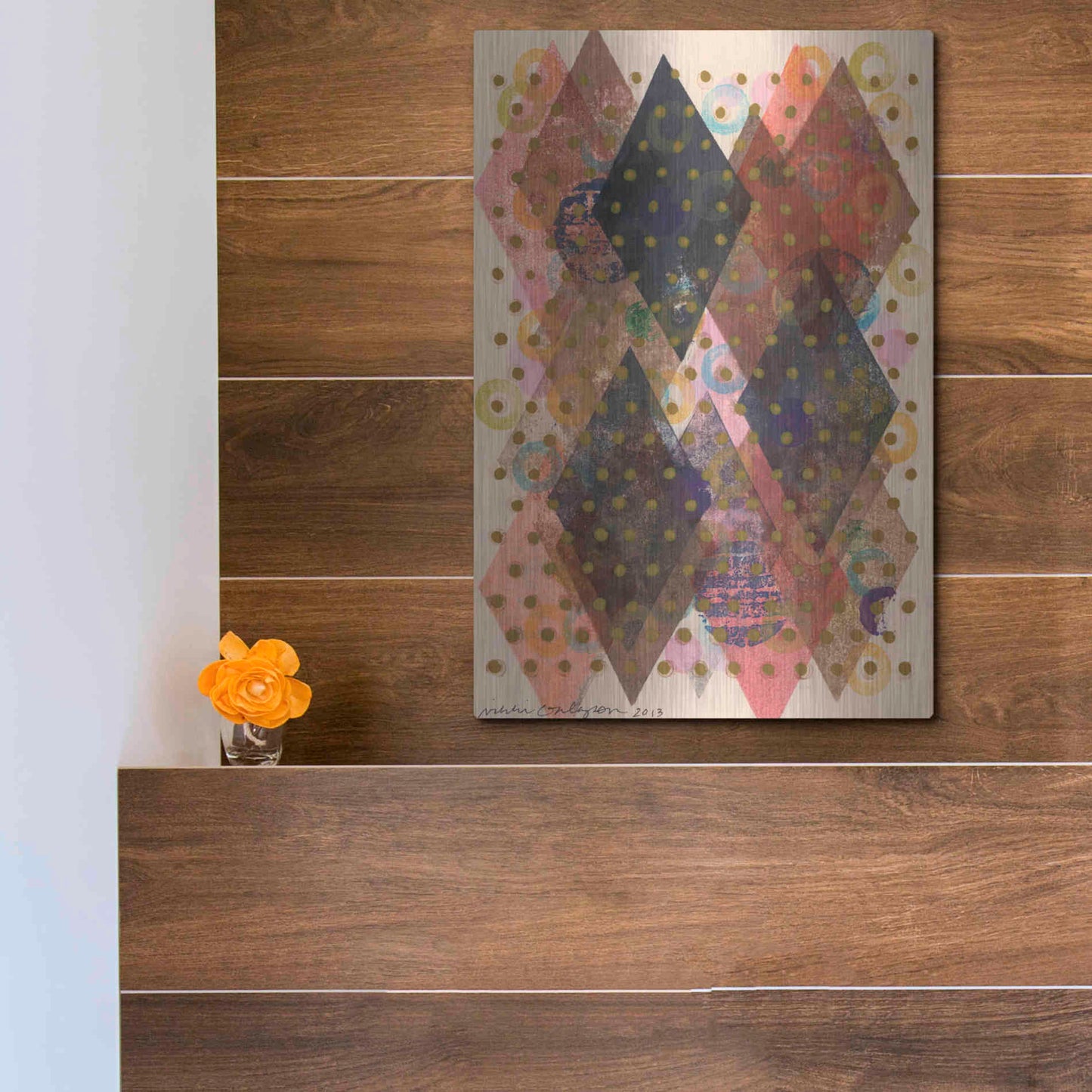 Luxe Metal Art 'Inked Triangles I' by Nikki Galapon, Metal Wall Art,12x16