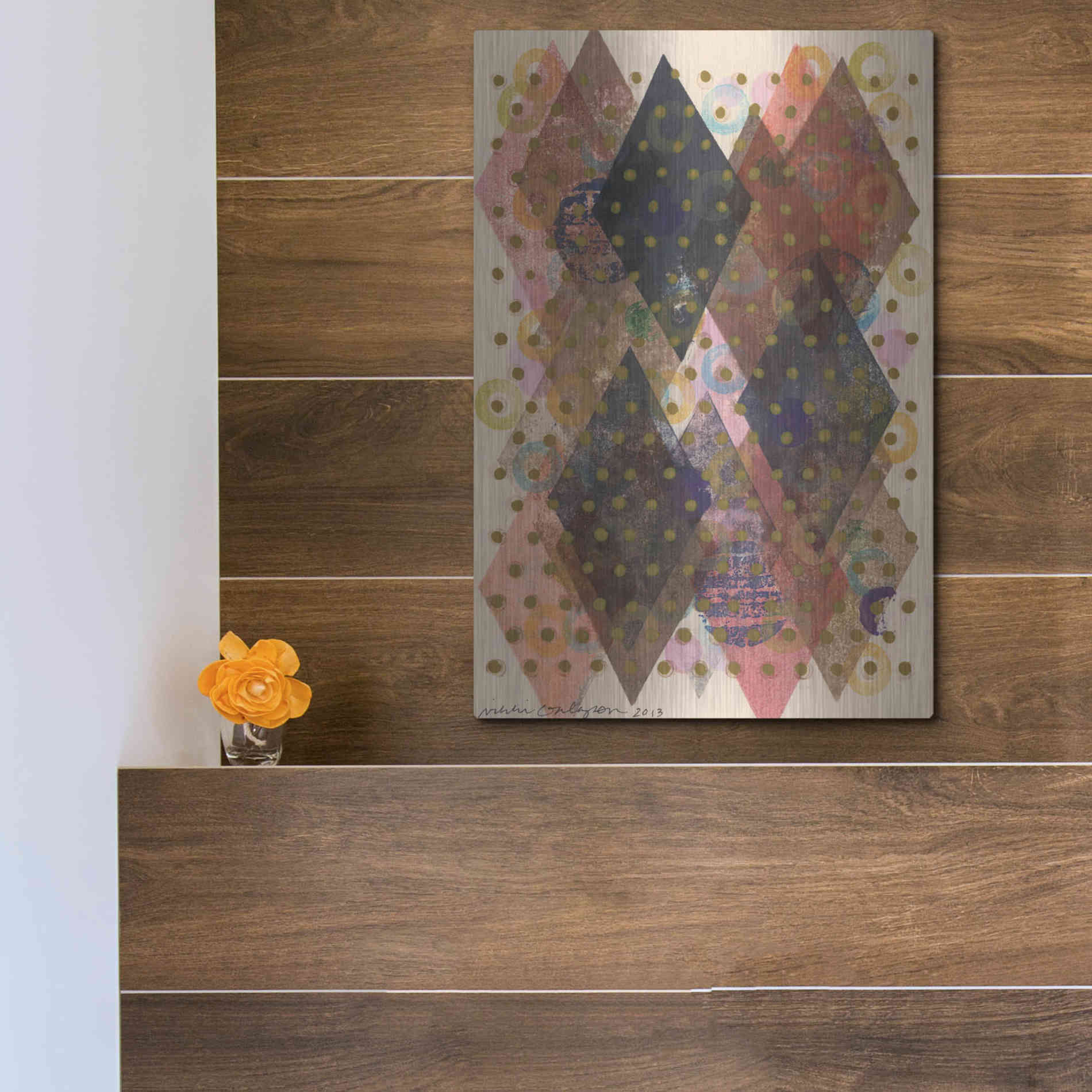 Luxe Metal Art 'Inked Triangles I' by Nikki Galapon, Metal Wall Art,12x16