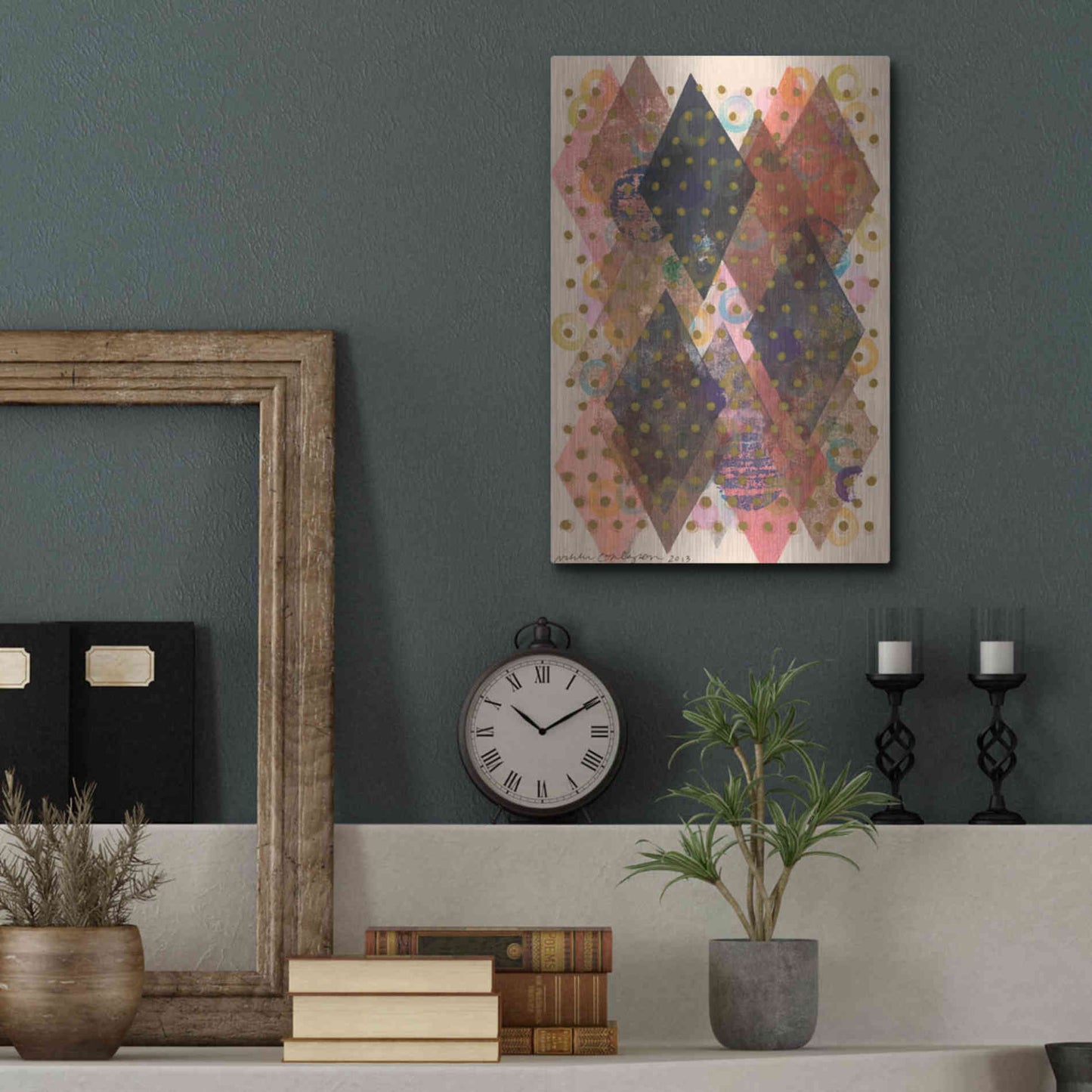 Luxe Metal Art 'Inked Triangles I' by Nikki Galapon, Metal Wall Art,12x16