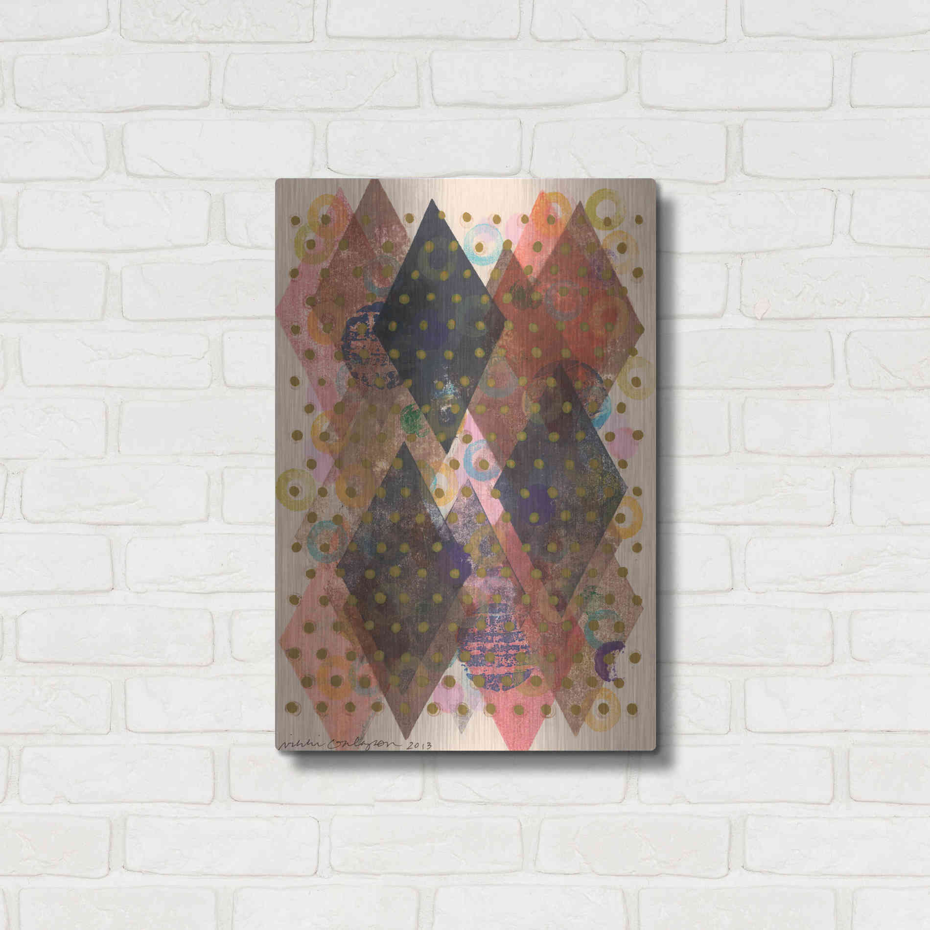 Luxe Metal Art 'Inked Triangles I' by Nikki Galapon, Metal Wall Art,16x24