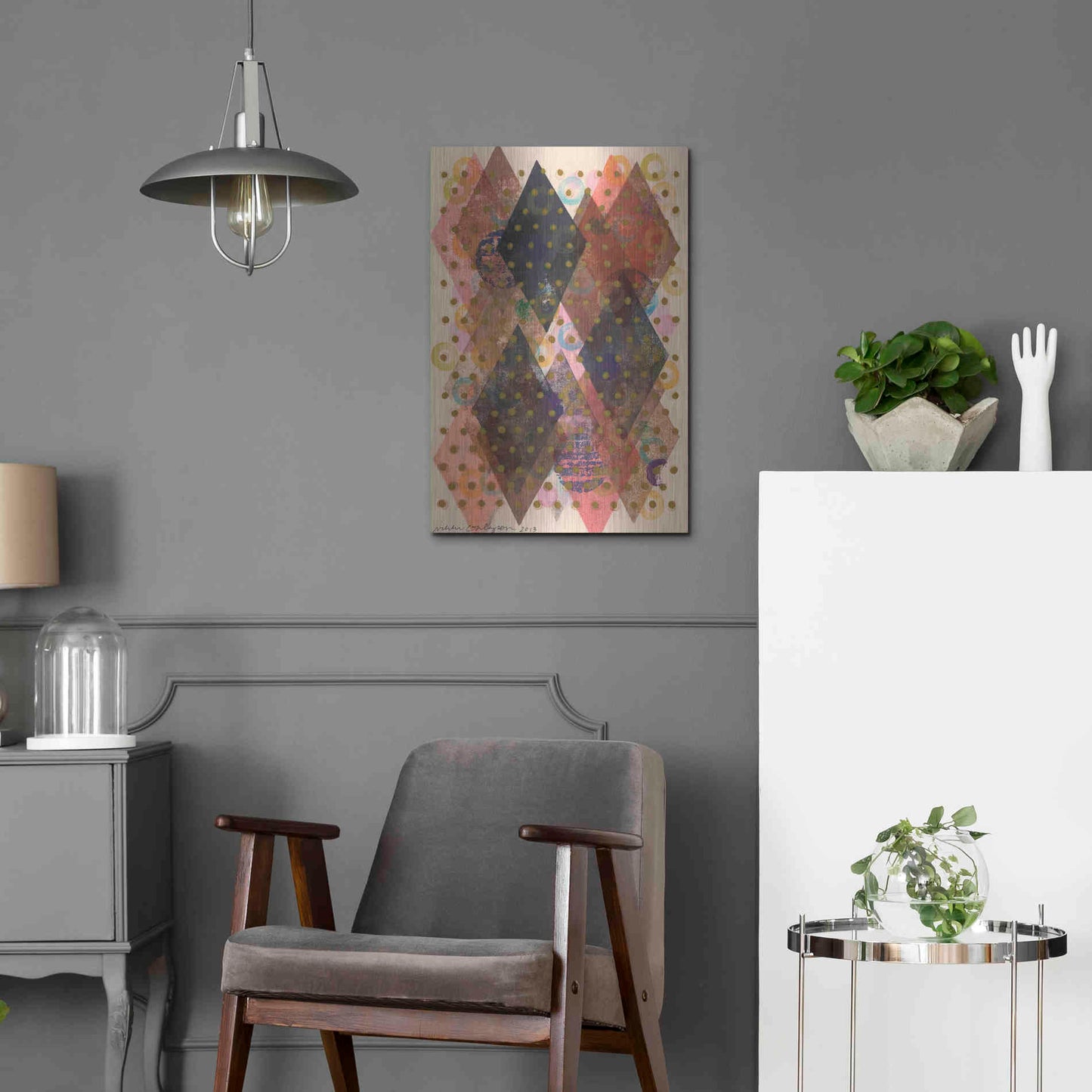 Luxe Metal Art 'Inked Triangles I' by Nikki Galapon, Metal Wall Art,16x24