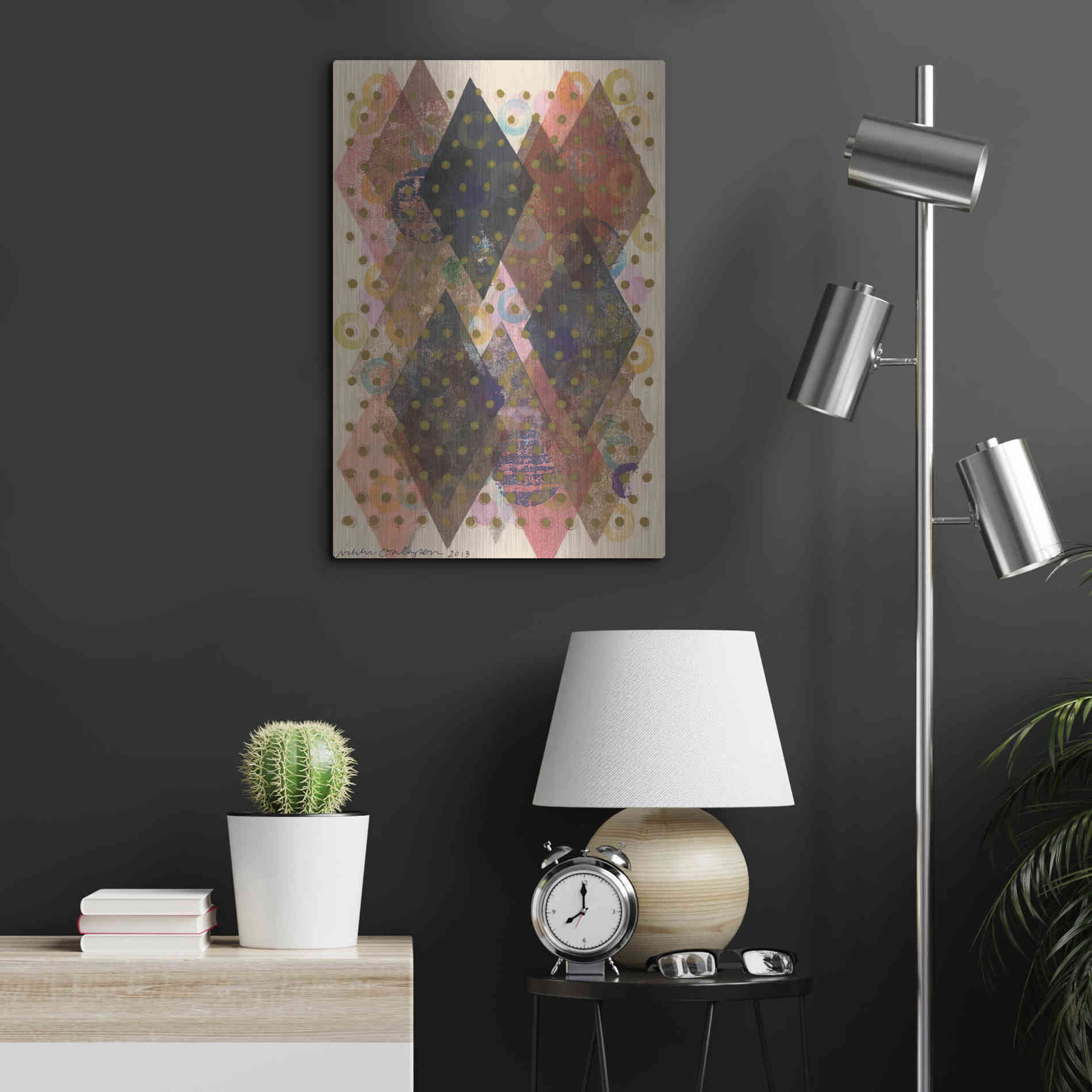 Luxe Metal Art 'Inked Triangles I' by Nikki Galapon, Metal Wall Art,16x24
