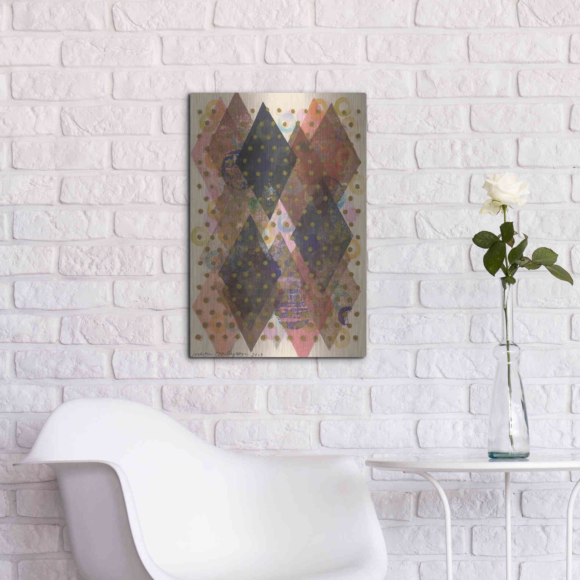 Luxe Metal Art 'Inked Triangles I' by Nikki Galapon, Metal Wall Art,16x24