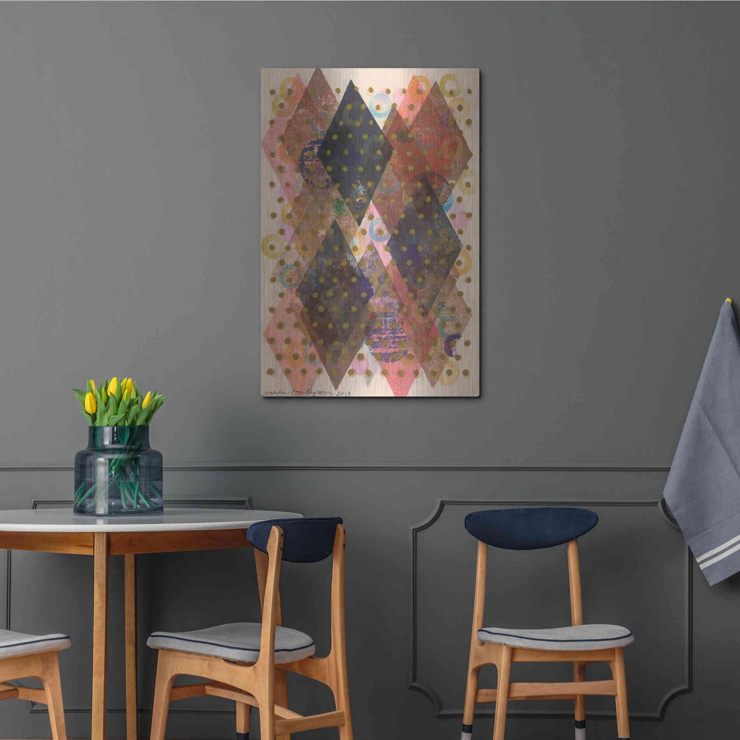 Luxe Metal Art 'Inked Triangles I' by Nikki Galapon, Metal Wall Art,24x36