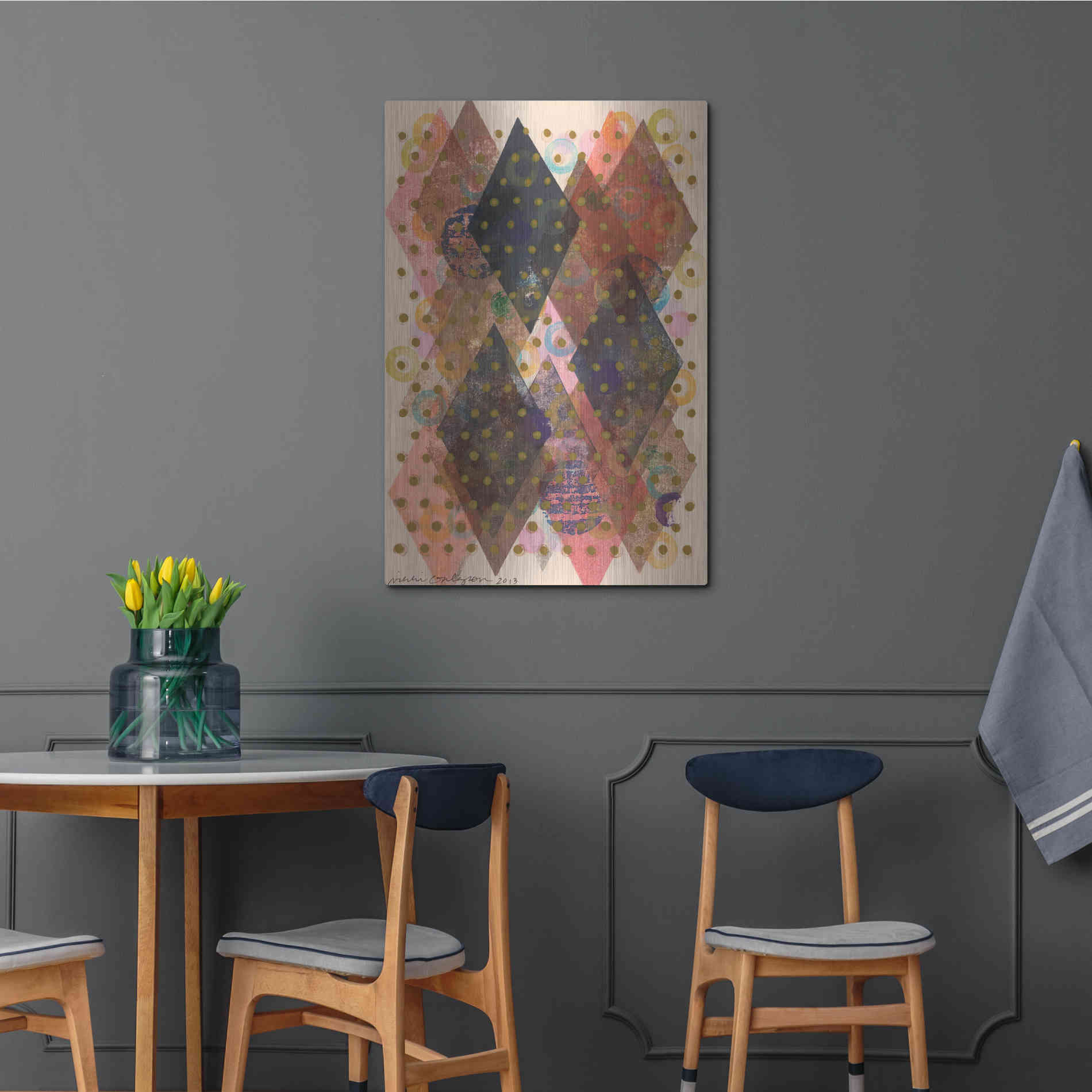 Luxe Metal Art 'Inked Triangles I' by Nikki Galapon, Metal Wall Art,24x36