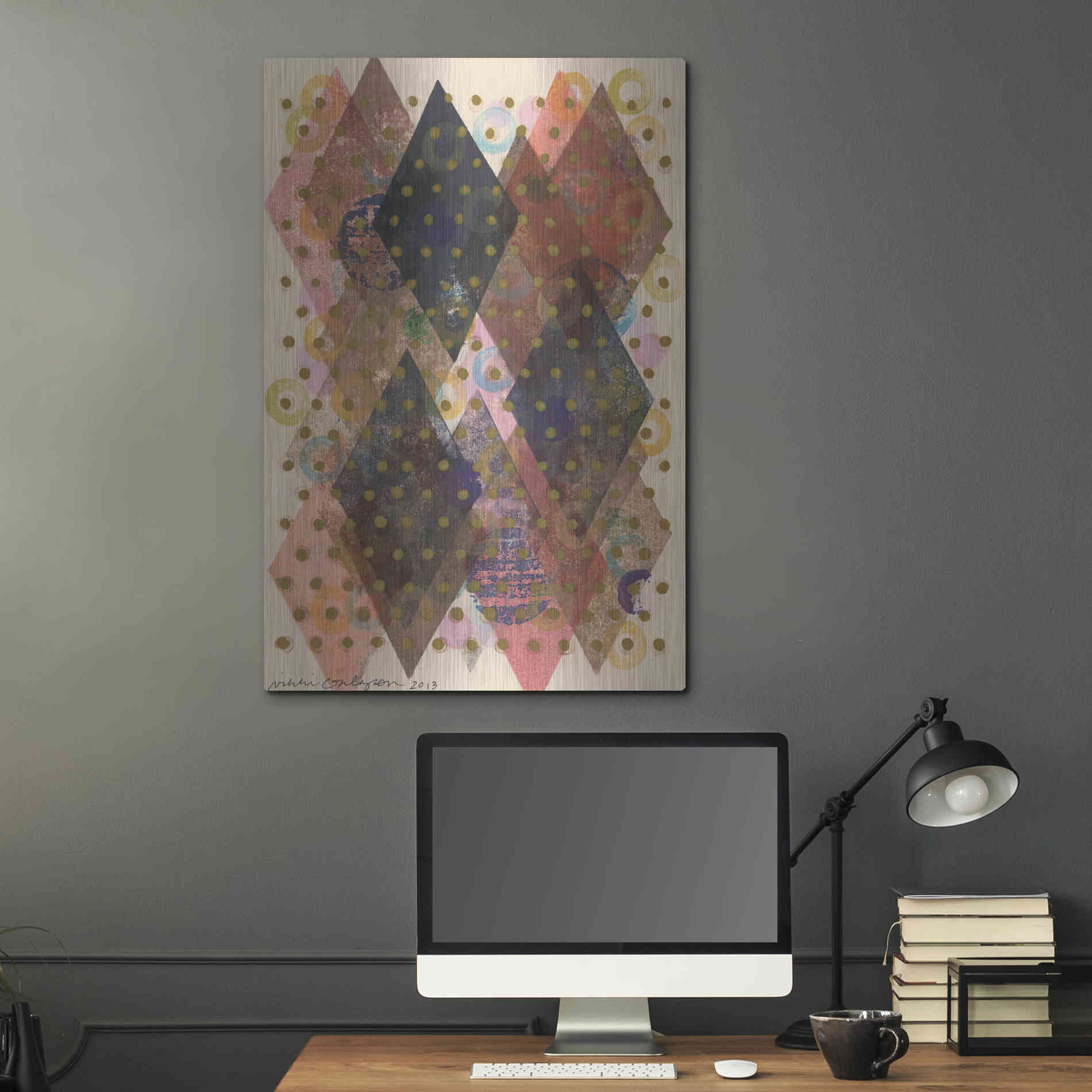 Luxe Metal Art 'Inked Triangles I' by Nikki Galapon, Metal Wall Art,24x36