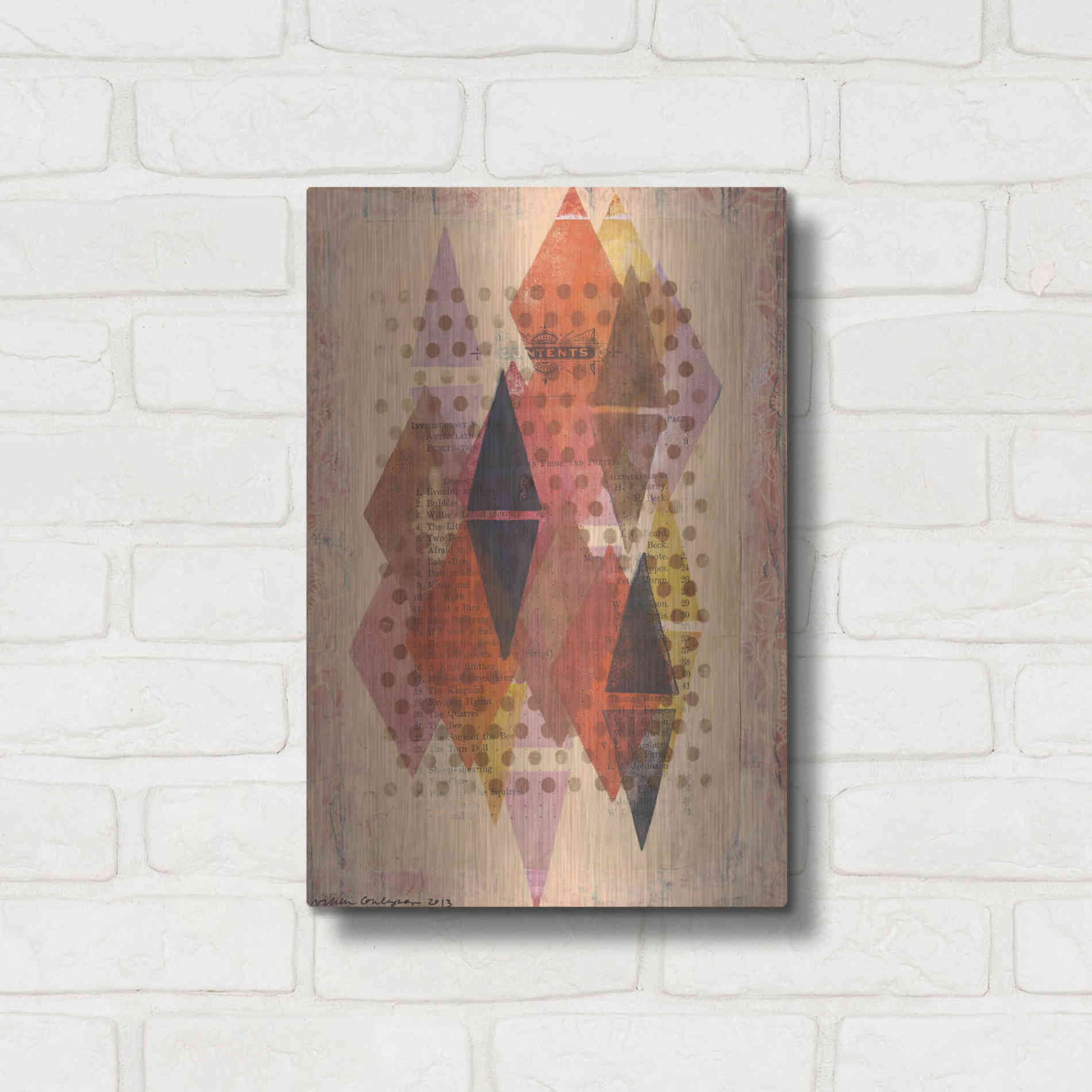 Luxe Metal Art 'Inked Triangles II' by Nikki Galapon, Metal Wall Art,12x16