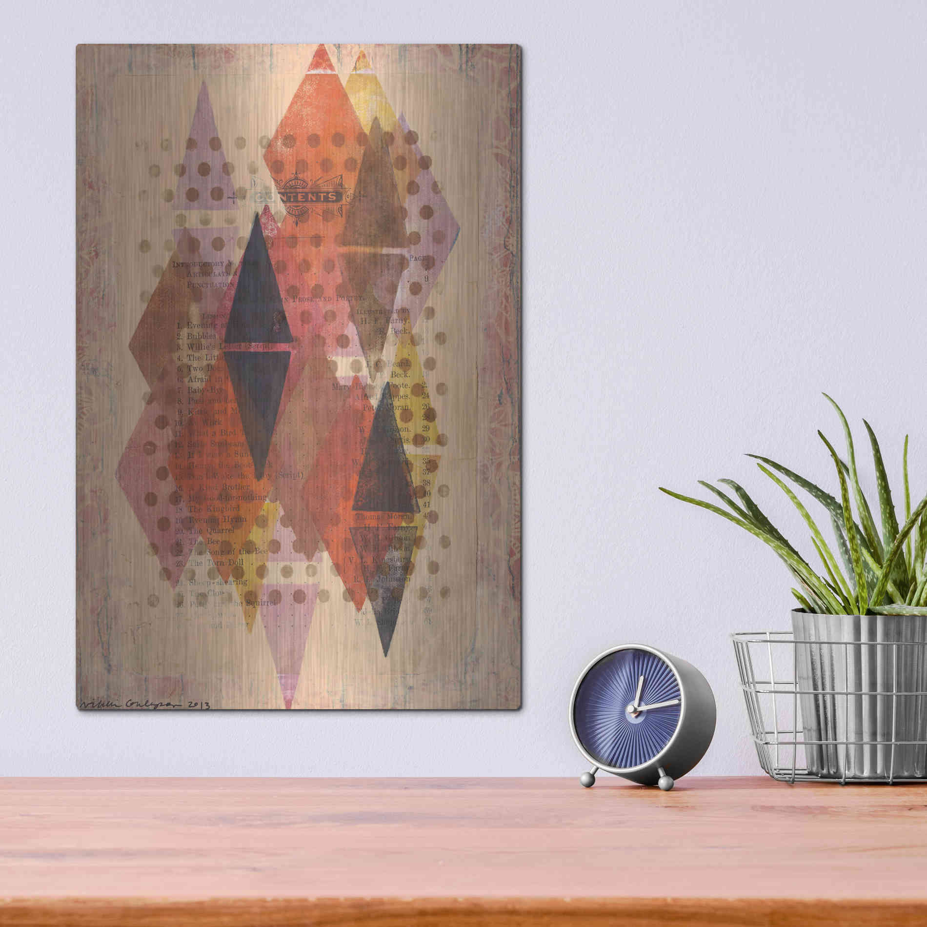 Luxe Metal Art 'Inked Triangles II' by Nikki Galapon, Metal Wall Art,12x16