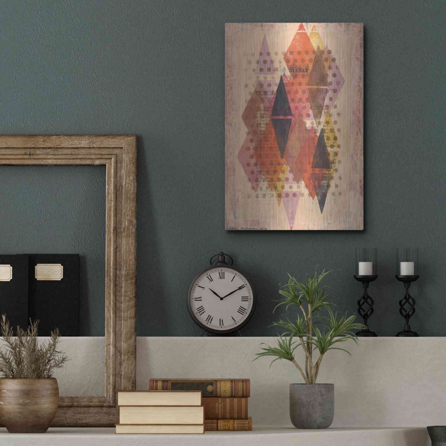 Luxe Metal Art 'Inked Triangles II' by Nikki Galapon, Metal Wall Art,12x16