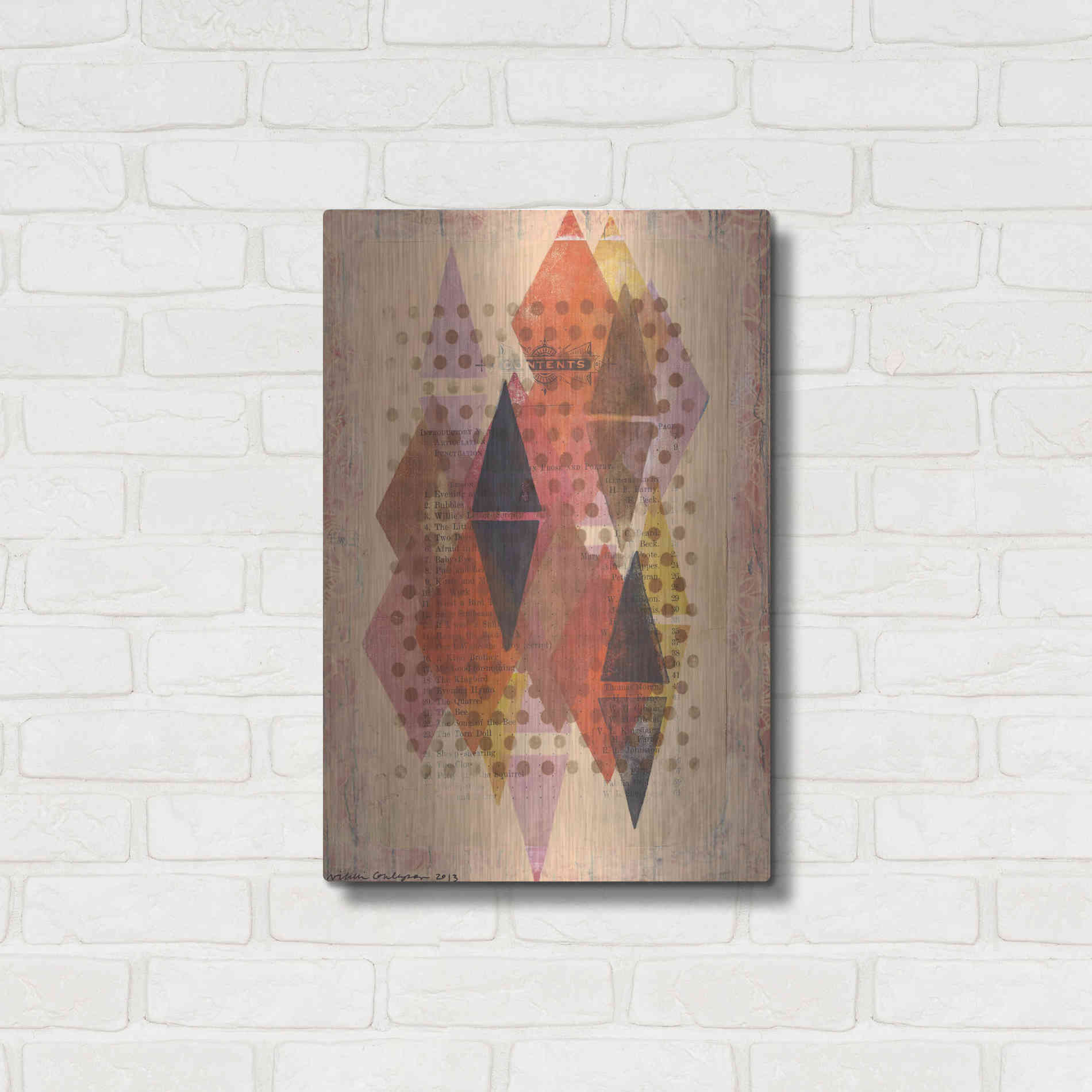 Luxe Metal Art 'Inked Triangles II' by Nikki Galapon, Metal Wall Art,16x24