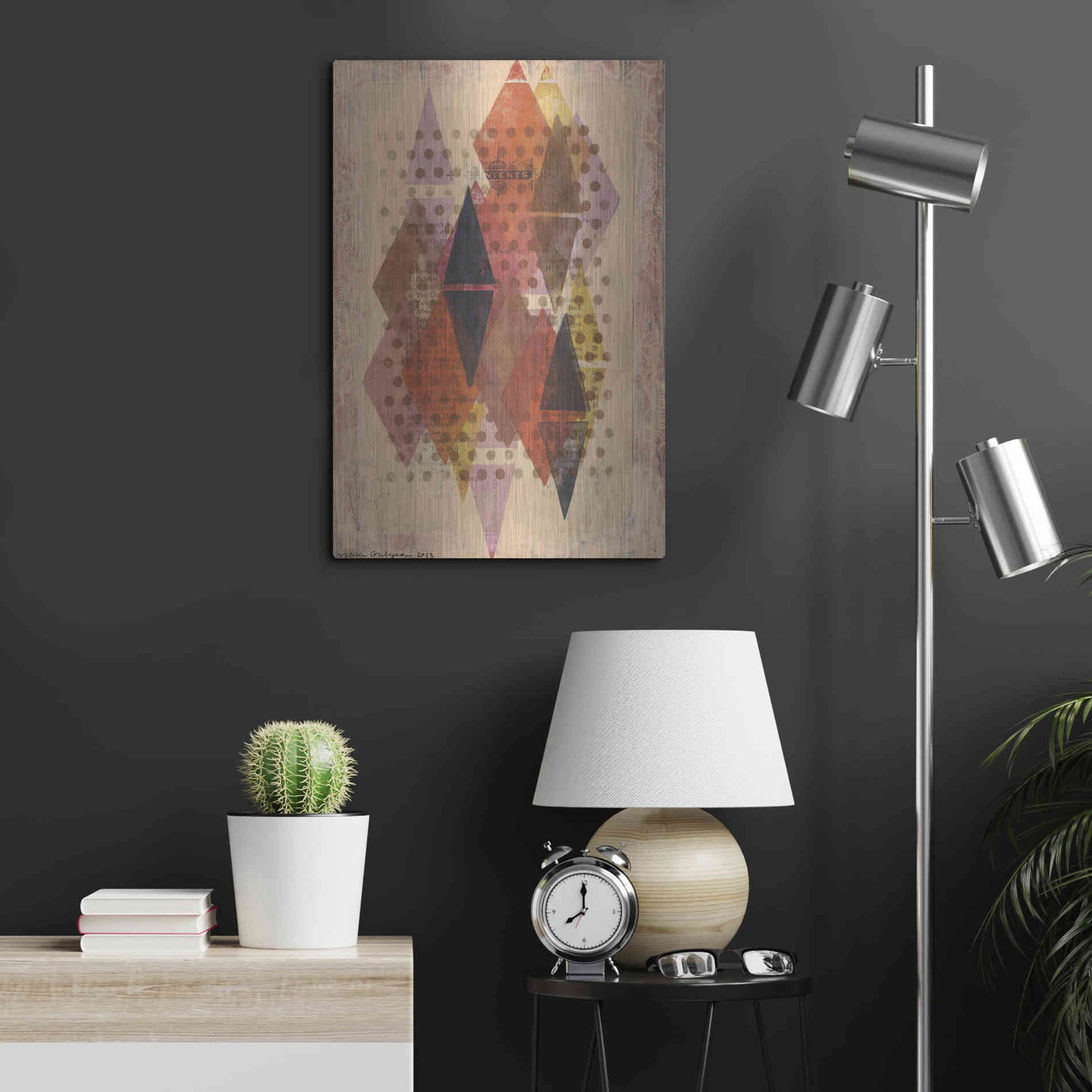 Luxe Metal Art 'Inked Triangles II' by Nikki Galapon, Metal Wall Art,16x24