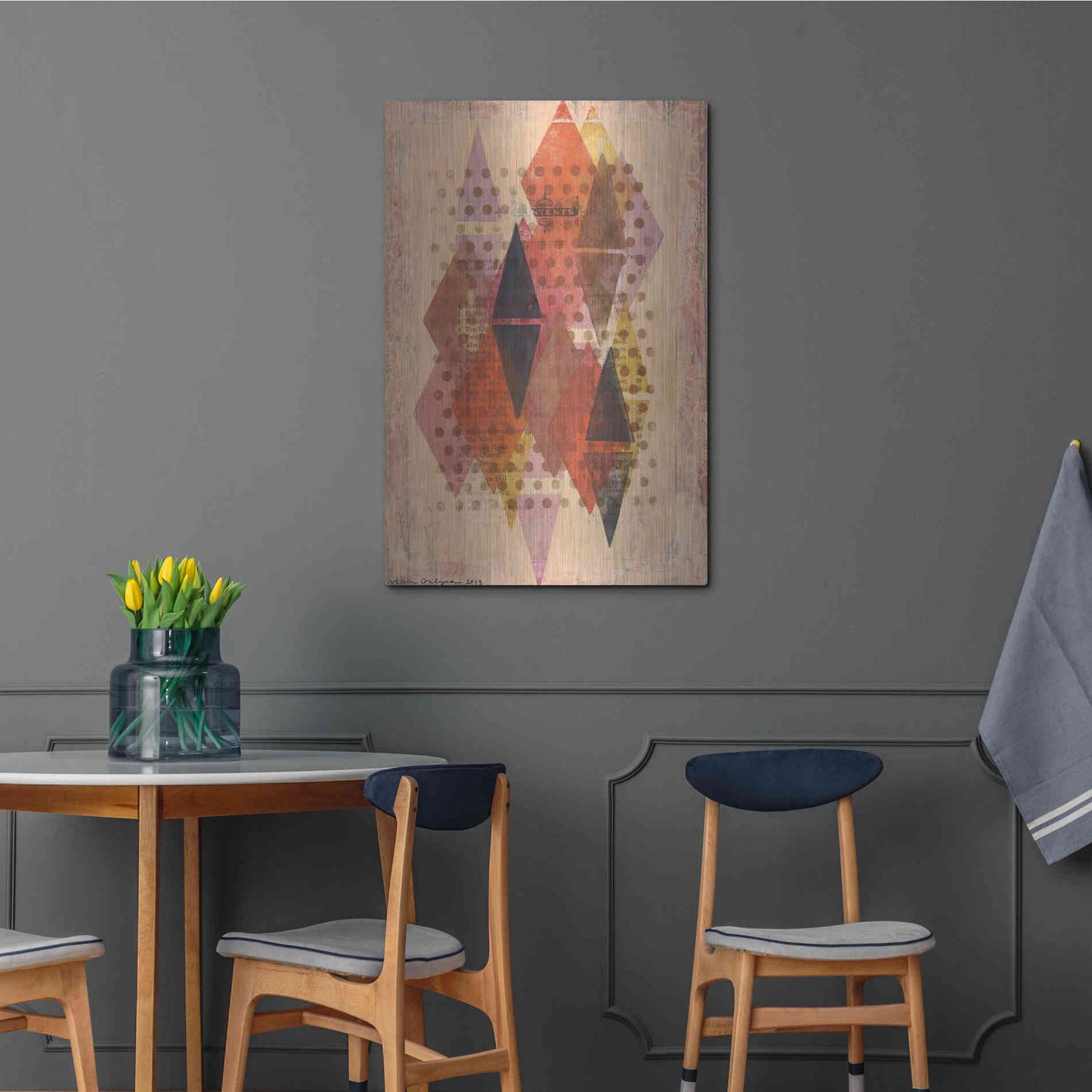 Luxe Metal Art 'Inked Triangles II' by Nikki Galapon, Metal Wall Art,24x36