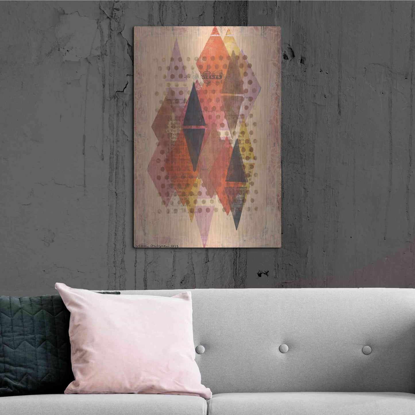 Luxe Metal Art 'Inked Triangles II' by Nikki Galapon, Metal Wall Art,24x36