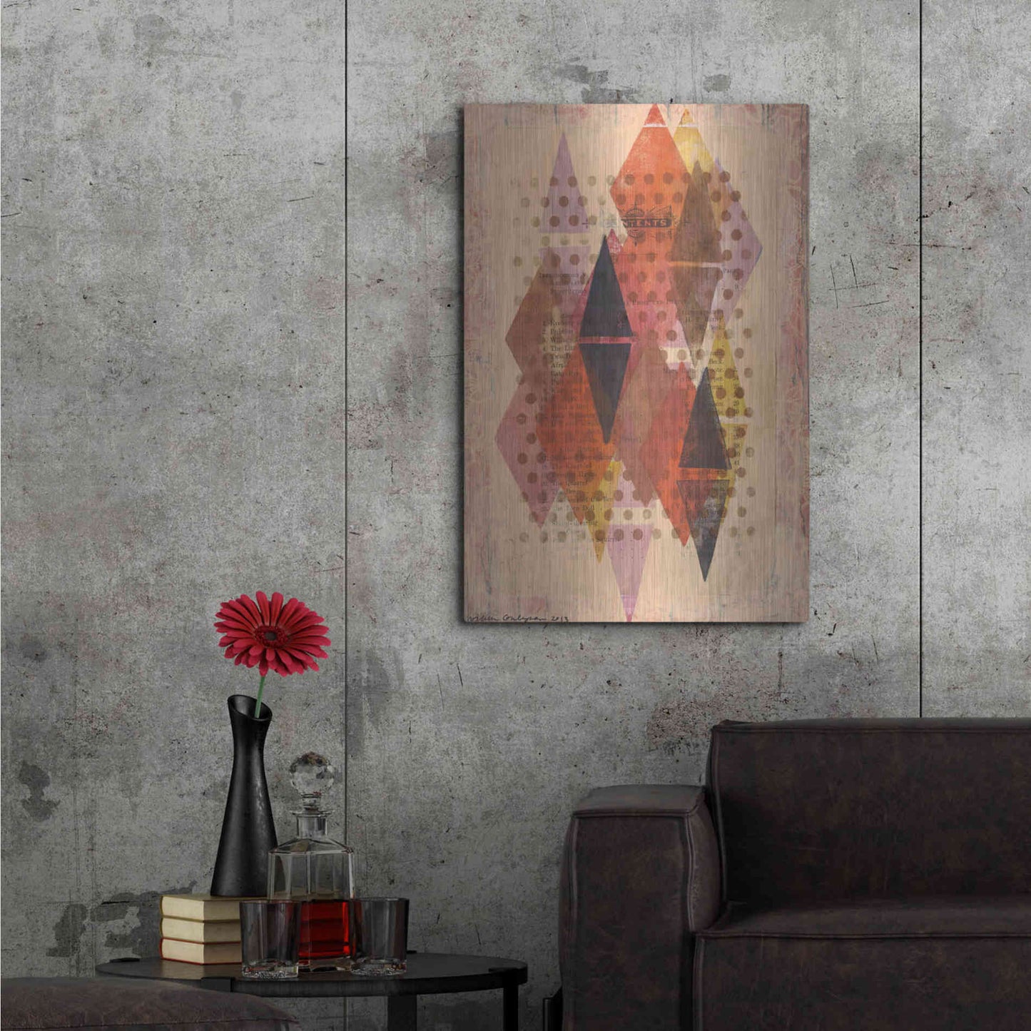 Luxe Metal Art 'Inked Triangles II' by Nikki Galapon, Metal Wall Art,24x36