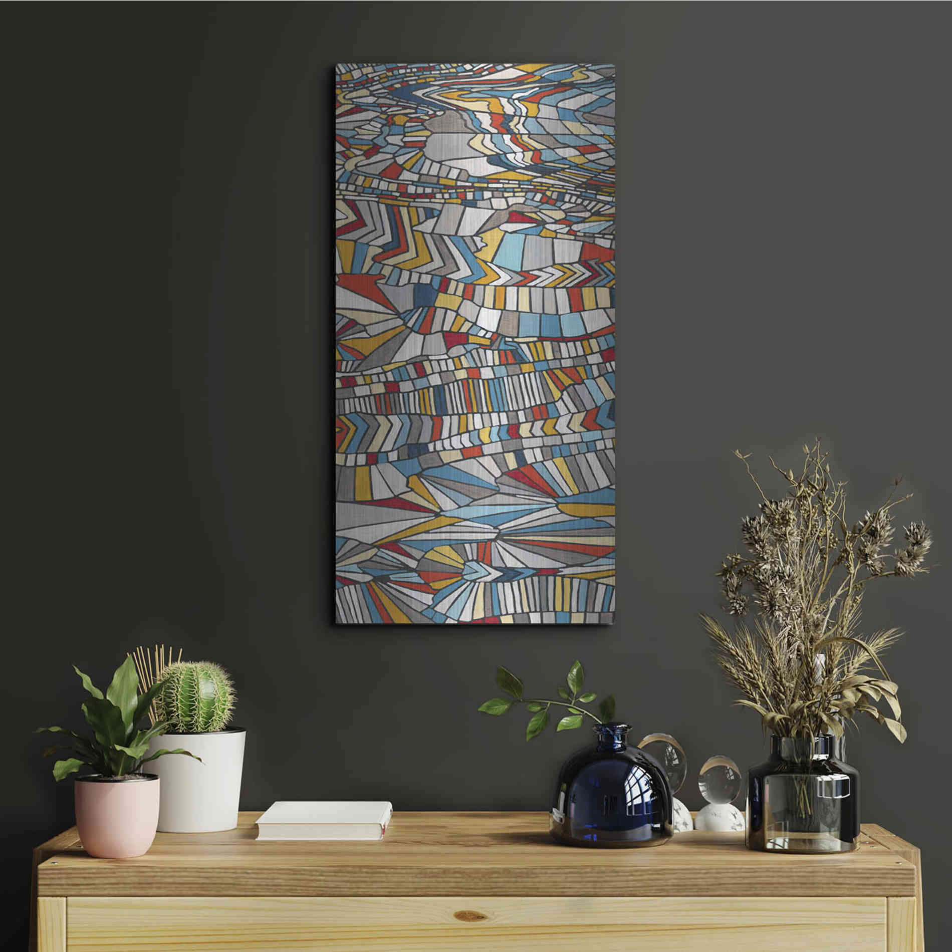 Luxe Metal Art 'Primary Grain I' by Nikki Galapon, Metal Wall Art,12x24