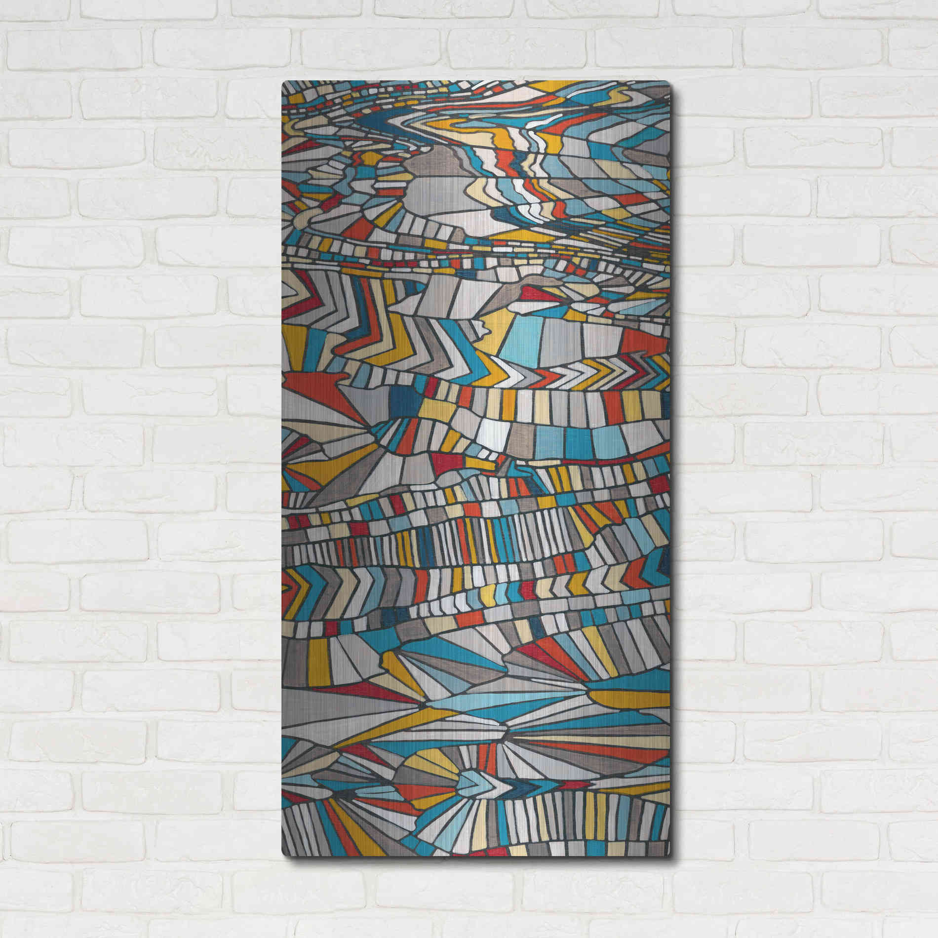 Luxe Metal Art 'Primary Grain I' by Nikki Galapon, Metal Wall Art,24x48
