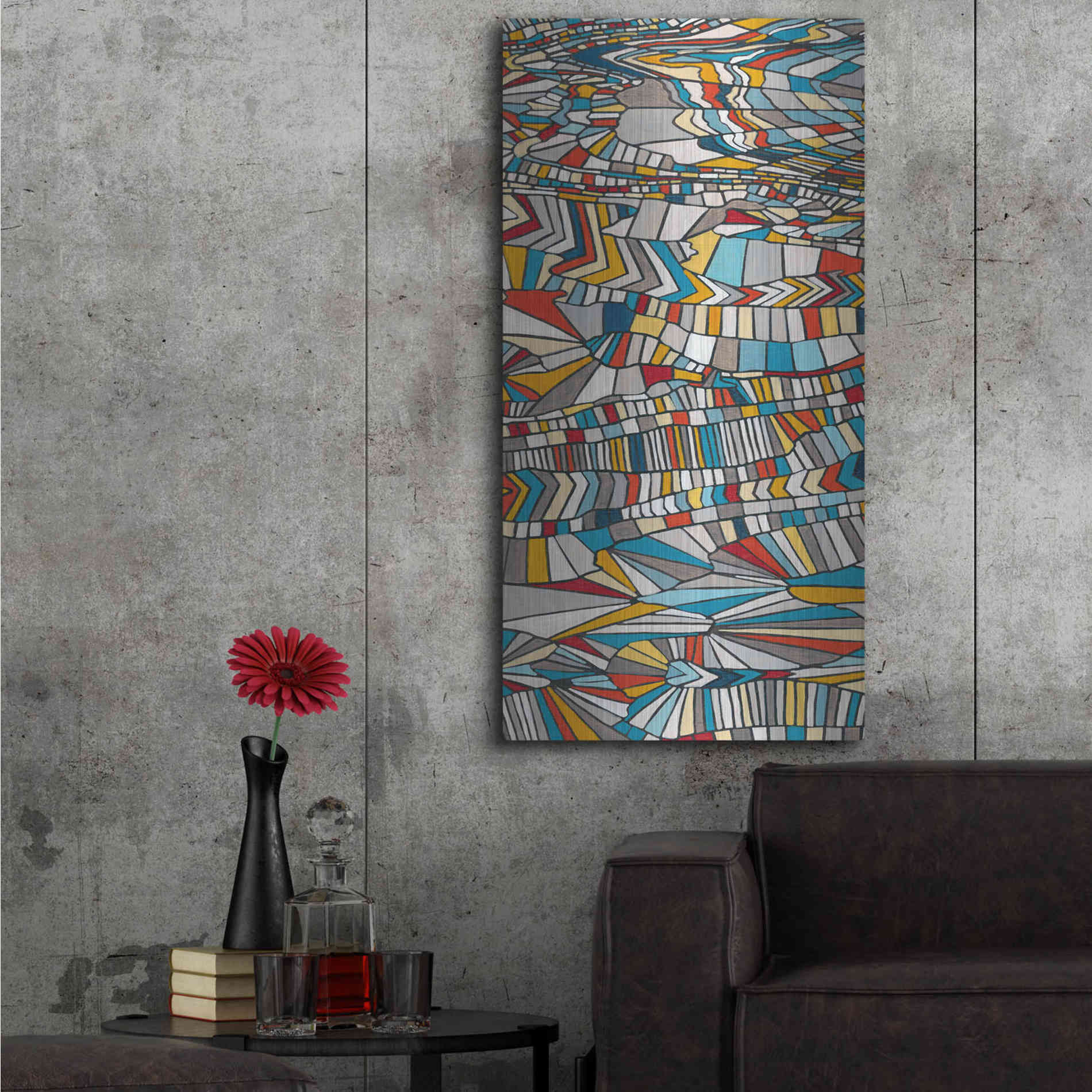 Luxe Metal Art 'Primary Grain I' by Nikki Galapon, Metal Wall Art,24x48
