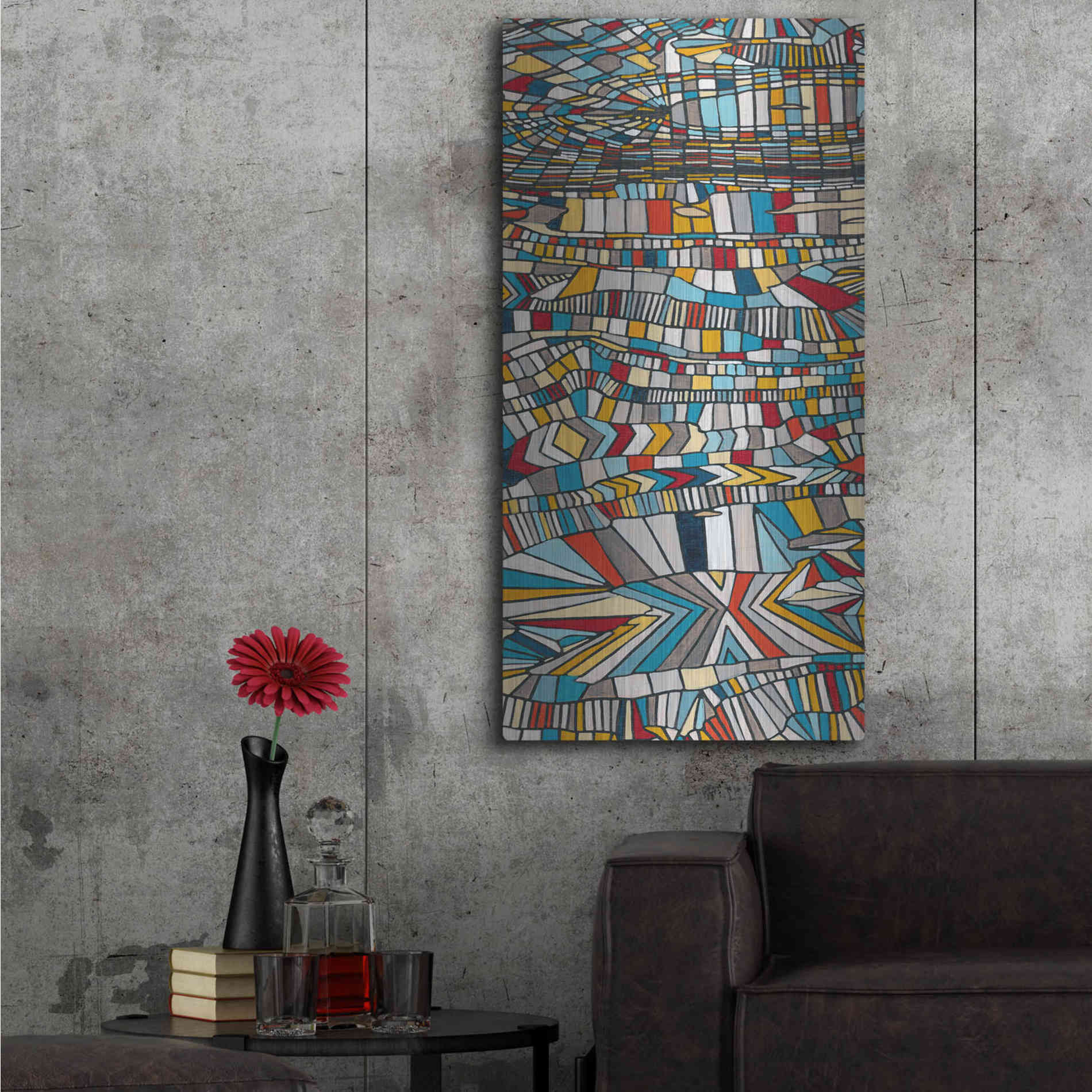 Luxe Metal Art 'Primary Grain II' by Nikki Galapon, Metal Wall Art,24x48
