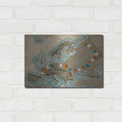Luxe Metal Art 'Relief Map of Europe' by Nikki Galapon, Metal Wall Art,16x12
