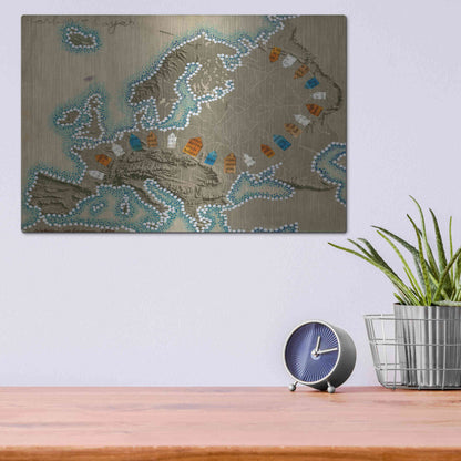 Luxe Metal Art 'Relief Map of Europe' by Nikki Galapon, Metal Wall Art,16x12