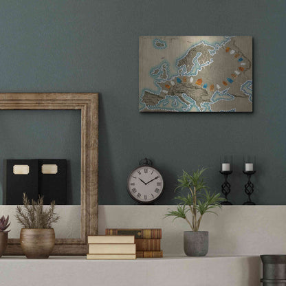 Luxe Metal Art 'Relief Map of Europe' by Nikki Galapon, Metal Wall Art,16x12