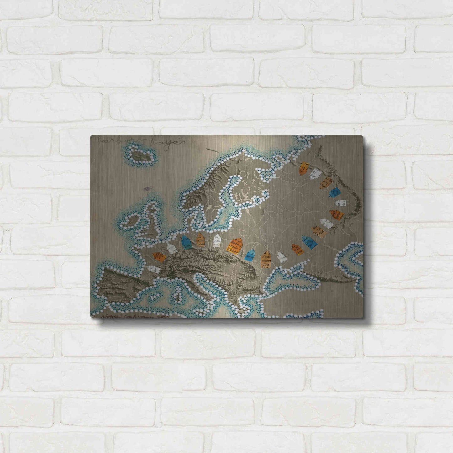 Luxe Metal Art 'Relief Map of Europe' by Nikki Galapon, Metal Wall Art,24x16