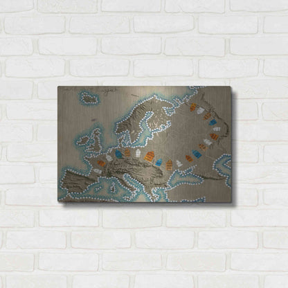 Luxe Metal Art 'Relief Map of Europe' by Nikki Galapon, Metal Wall Art,24x16