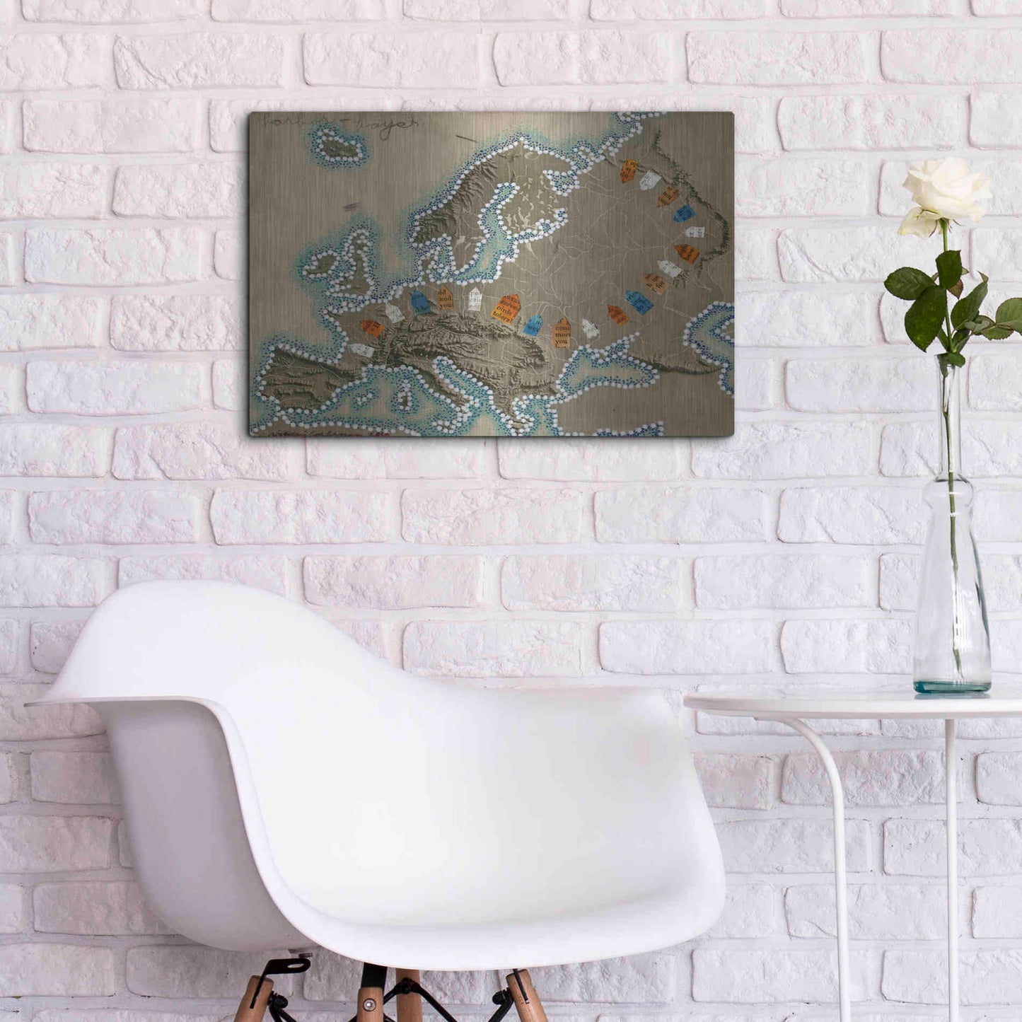 Luxe Metal Art 'Relief Map of Europe' by Nikki Galapon, Metal Wall Art,24x16