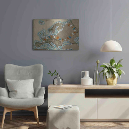 Luxe Metal Art 'Relief Map of Europe' by Nikki Galapon, Metal Wall Art,24x16