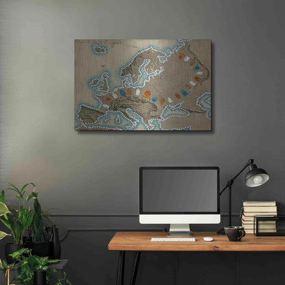Luxe Metal Art 'Relief Map of Europe' by Nikki Galapon, Metal Wall Art,36x24