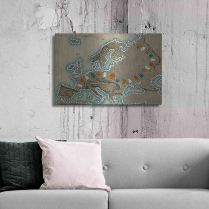 Luxe Metal Art 'Relief Map of Europe' by Nikki Galapon, Metal Wall Art,36x24