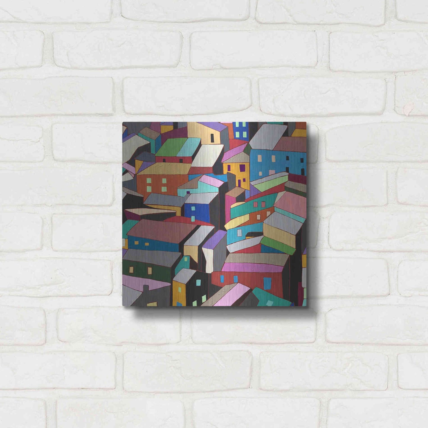 Luxe Metal Art 'Rooftops I' by Nikki Galapon, Metal Wall Art,12x12