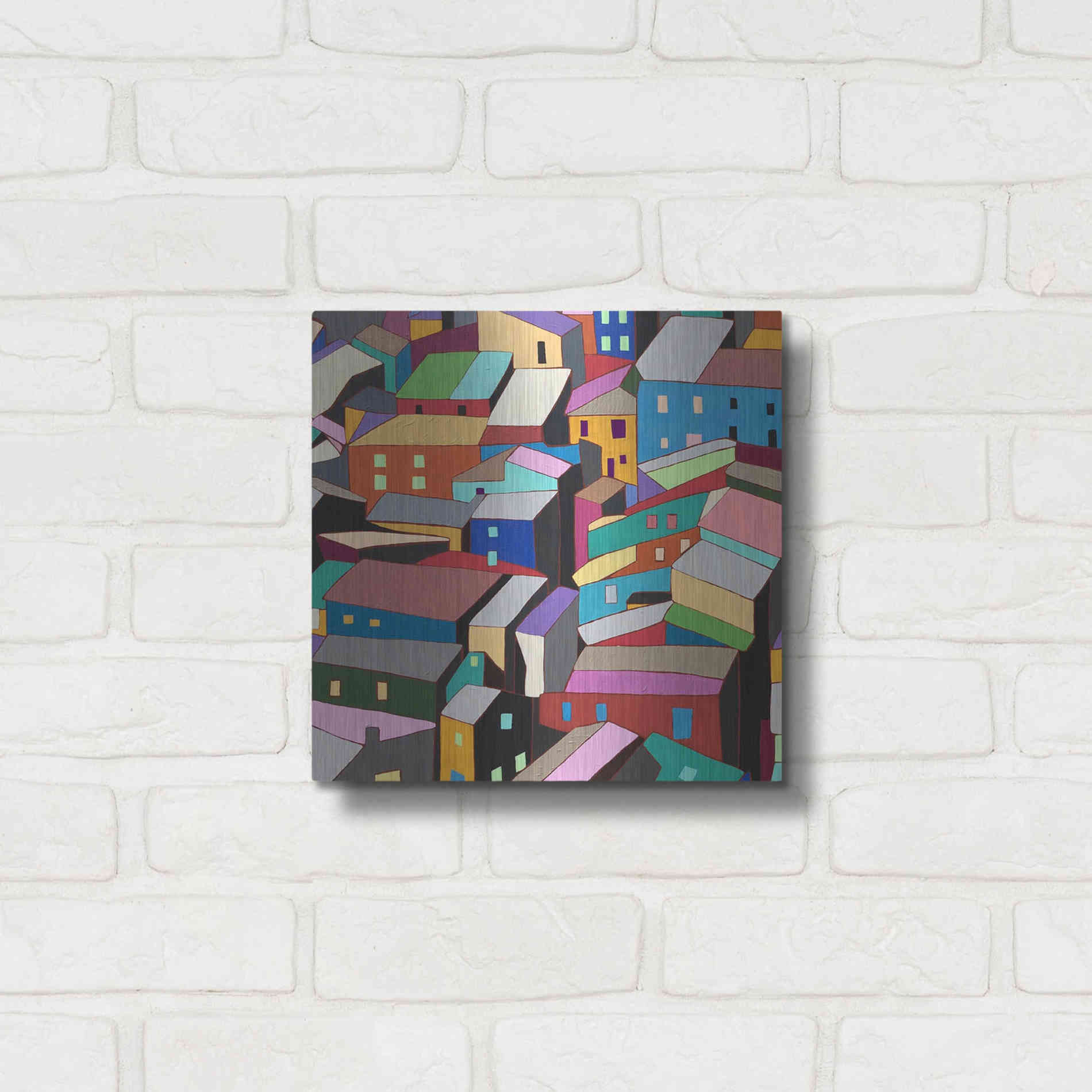 Luxe Metal Art 'Rooftops I' by Nikki Galapon, Metal Wall Art,12x12