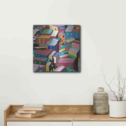 Luxe Metal Art 'Rooftops I' by Nikki Galapon, Metal Wall Art,12x12