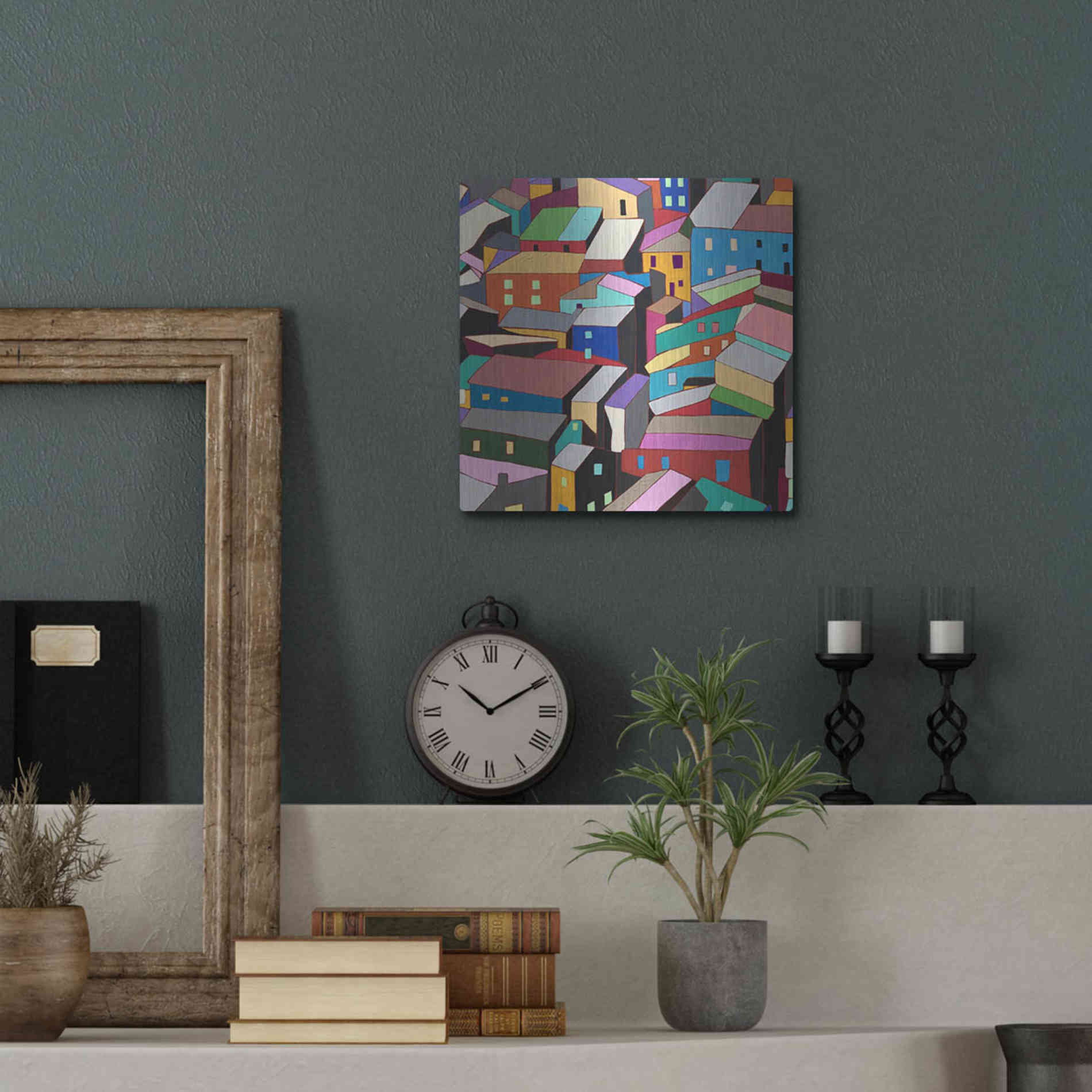 Luxe Metal Art 'Rooftops I' by Nikki Galapon, Metal Wall Art,12x12