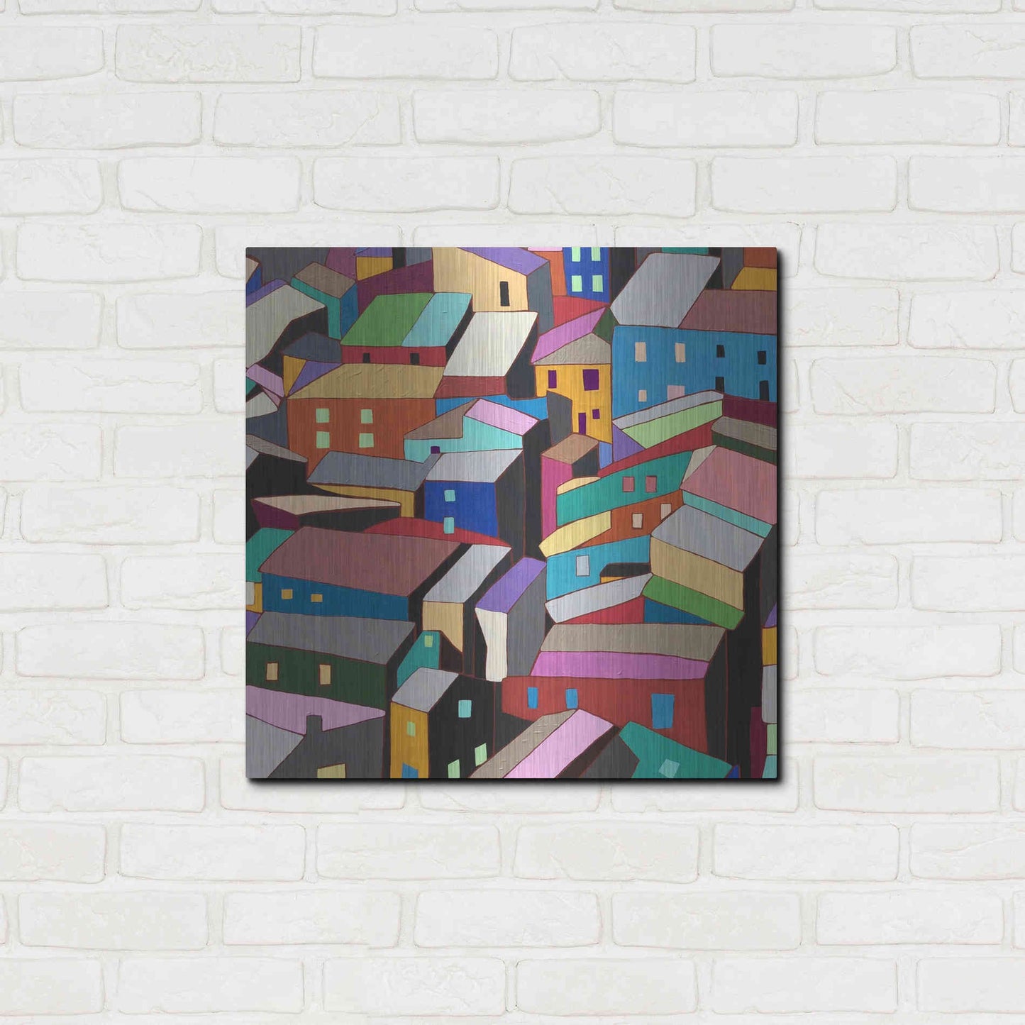 Luxe Metal Art 'Rooftops I' by Nikki Galapon, Metal Wall Art,24x24